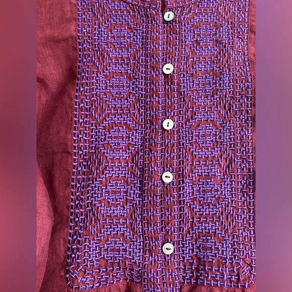 Sundance Ramie Embroidered Blouse Burgundy Purple Equestrian Western Cowgirl XS - Picture 9 of 12